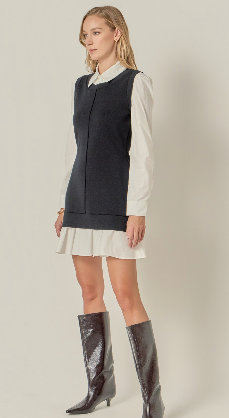 Mixed Media Shirt Dress