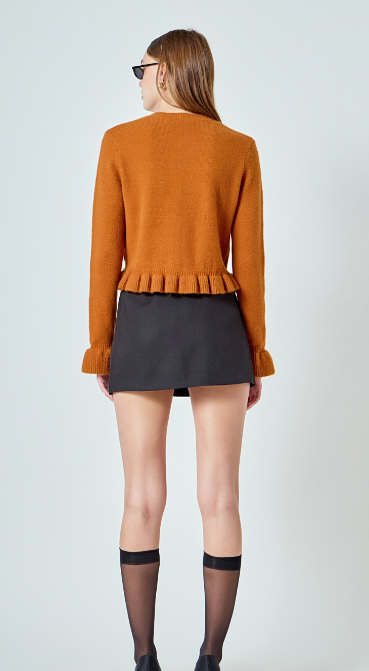 Ruffle Cropped Cardigan