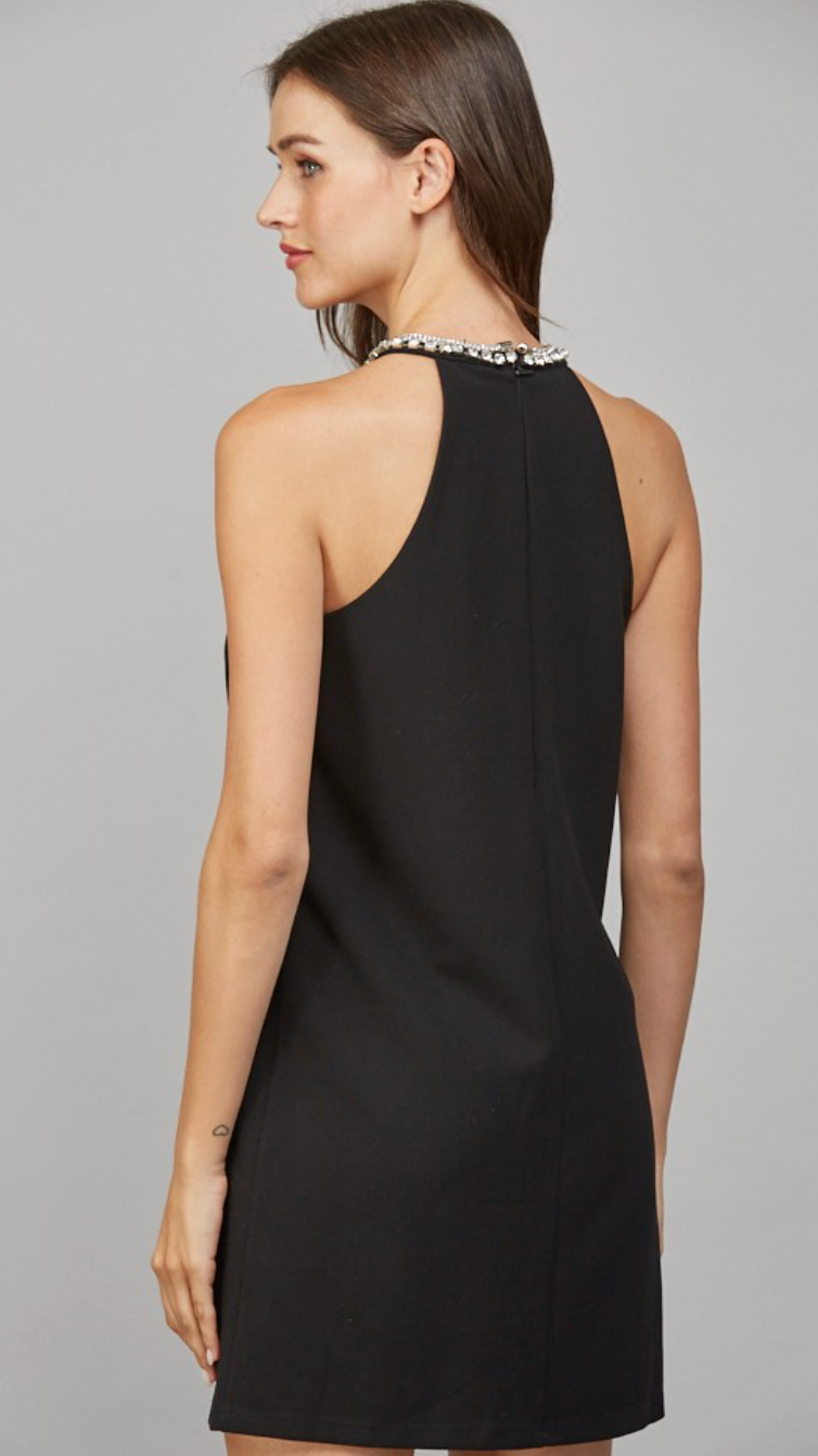 Rhinestone Keyhole Mini Dress