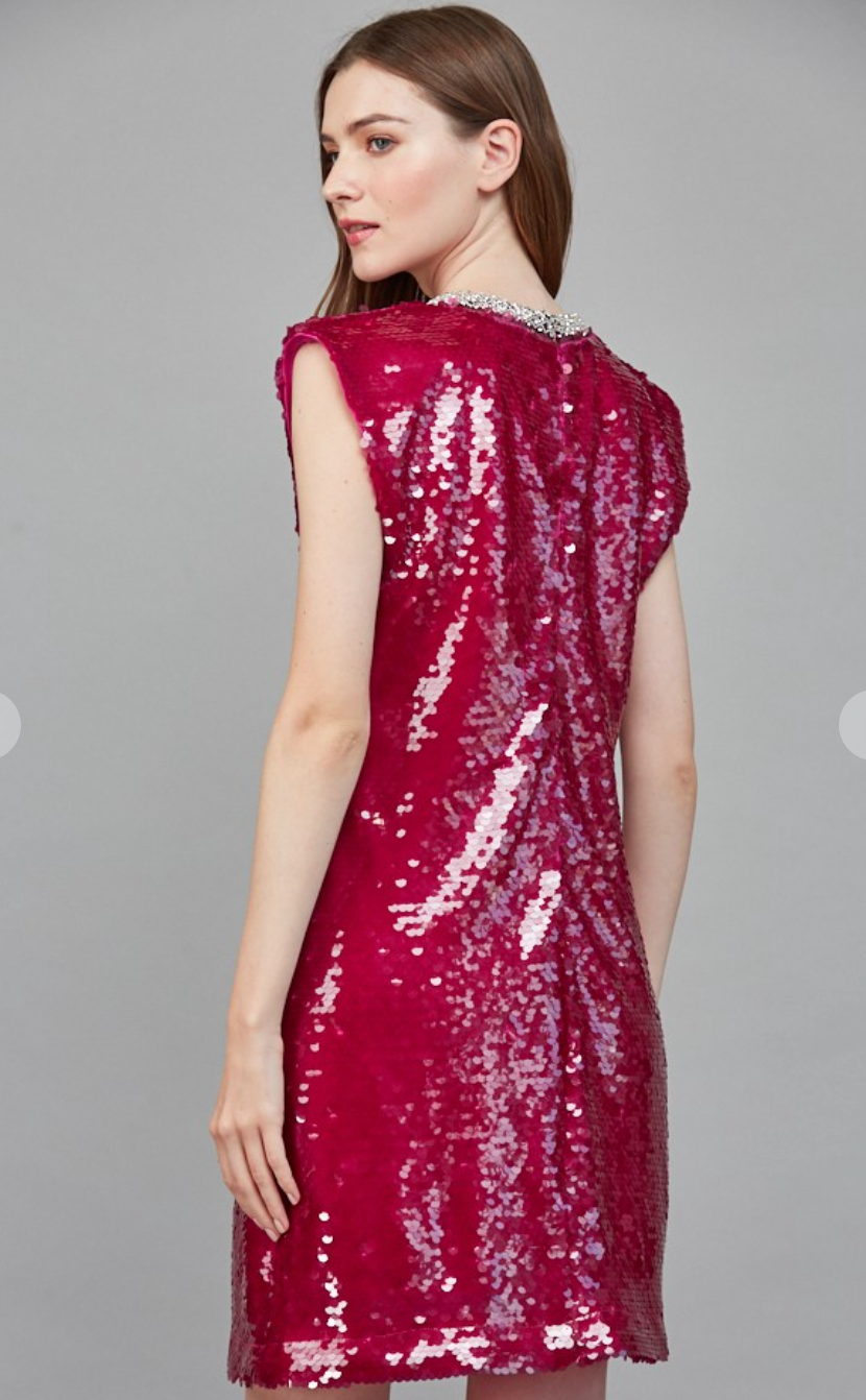 Rhinestone Embellished Sequin Dress