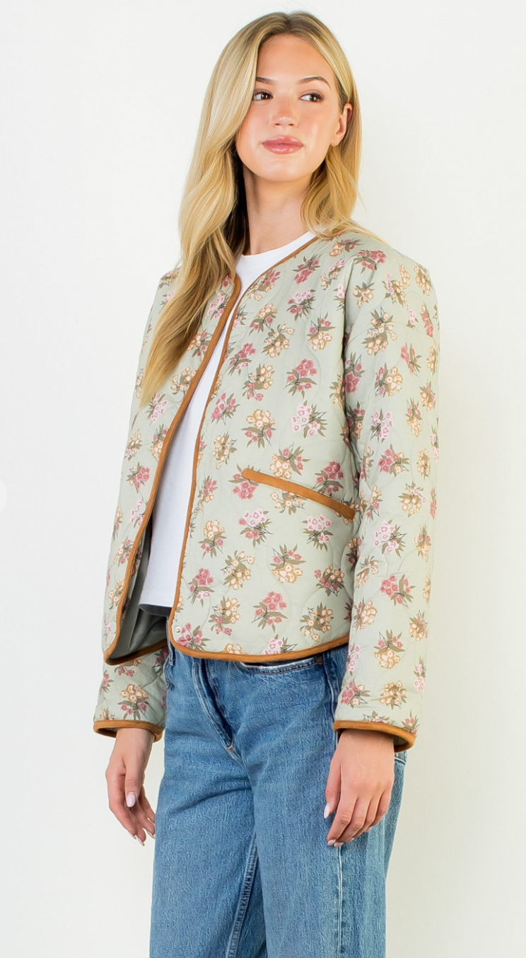 Floral Pattern Quilted Jacket