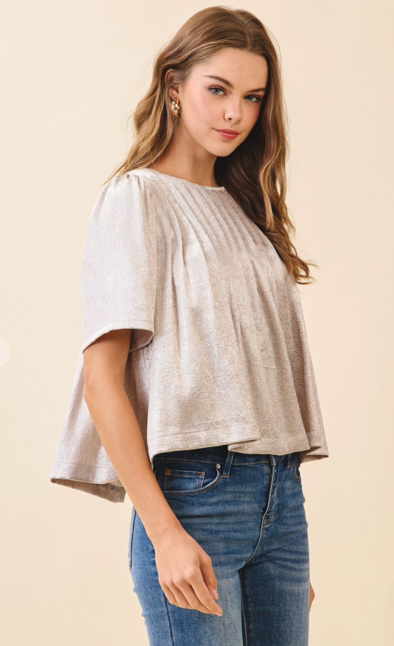 Pleated Metallic Top