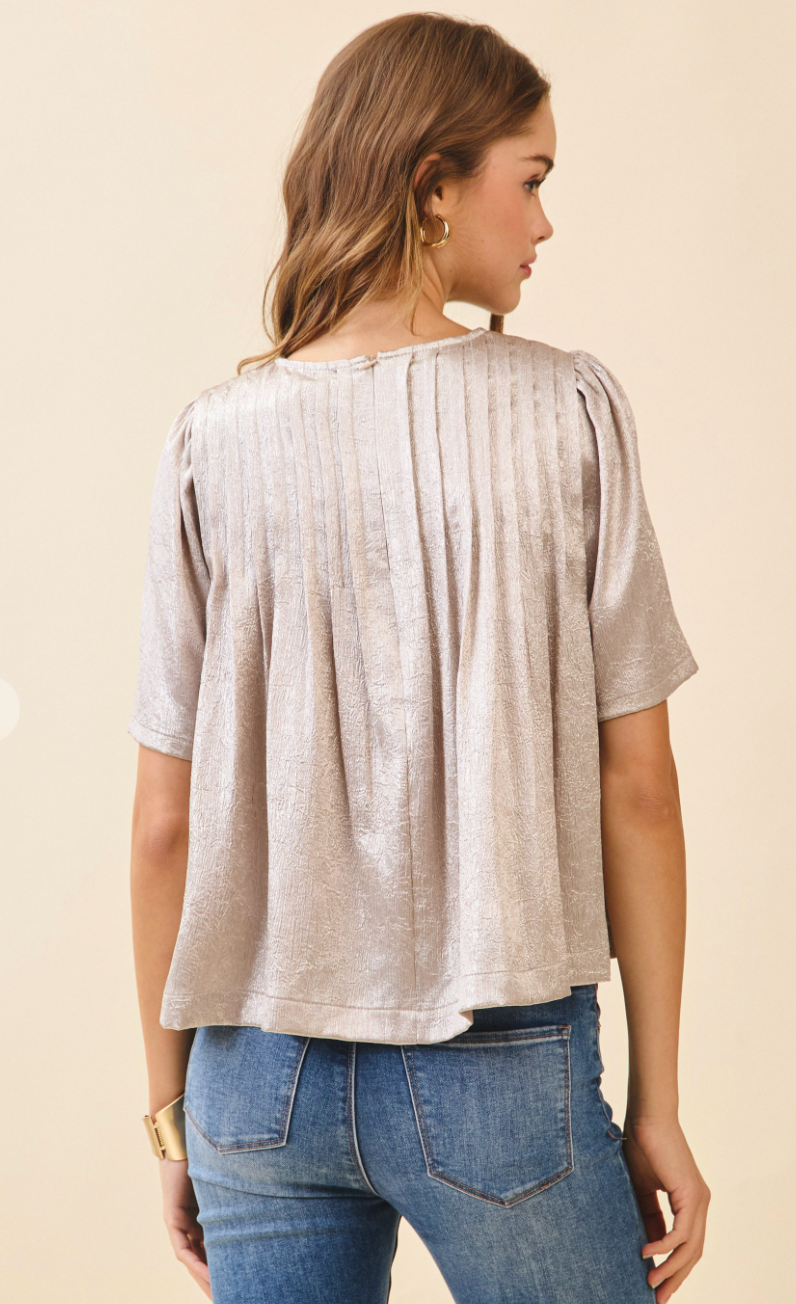 Pleated Metallic Top