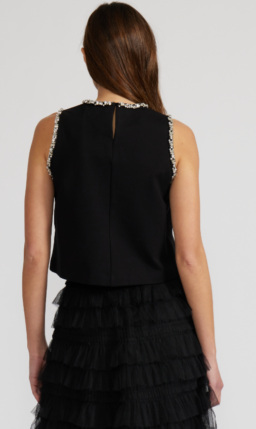 Meghan Crystal Trim Top