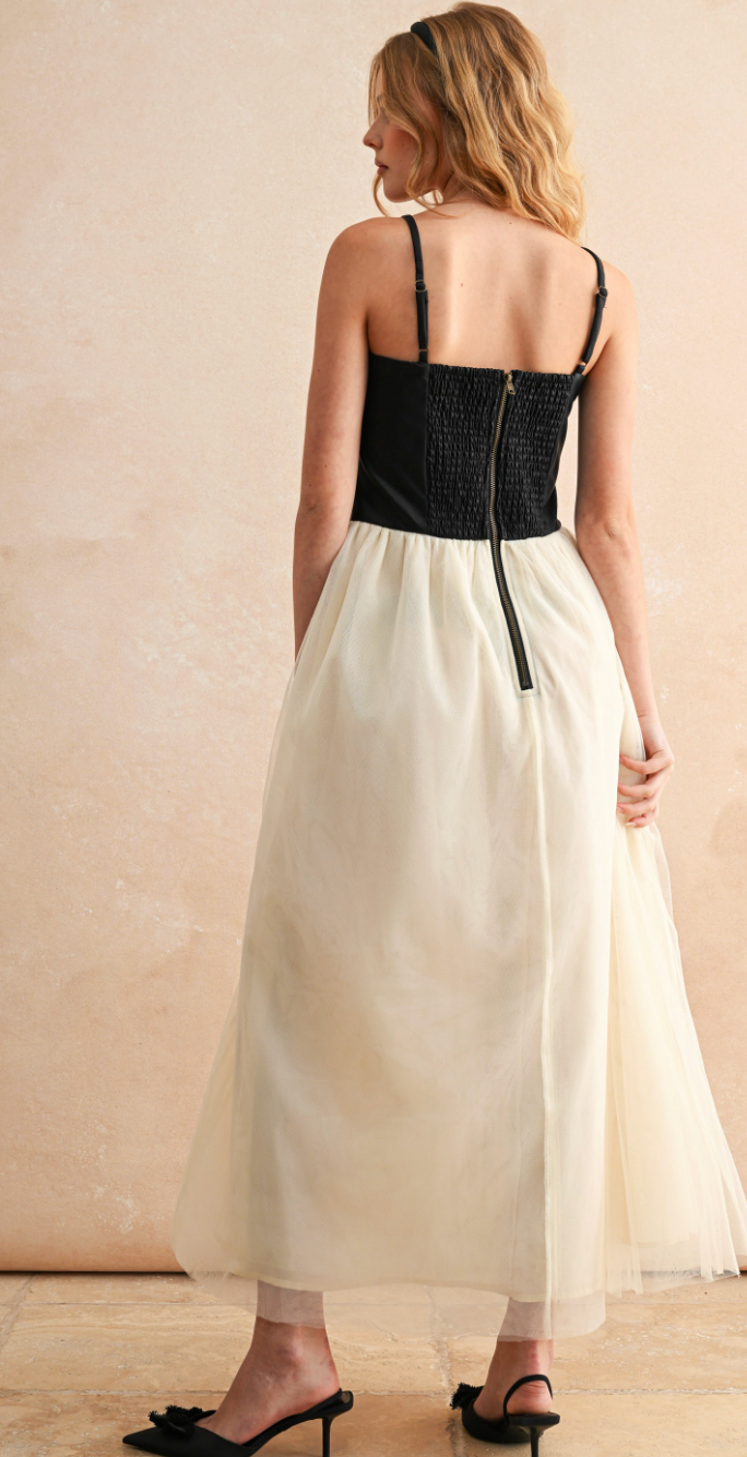 Mesh Skirt Midi Dress