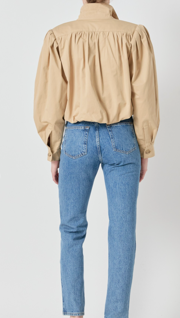 Shirred Short Trench Coat