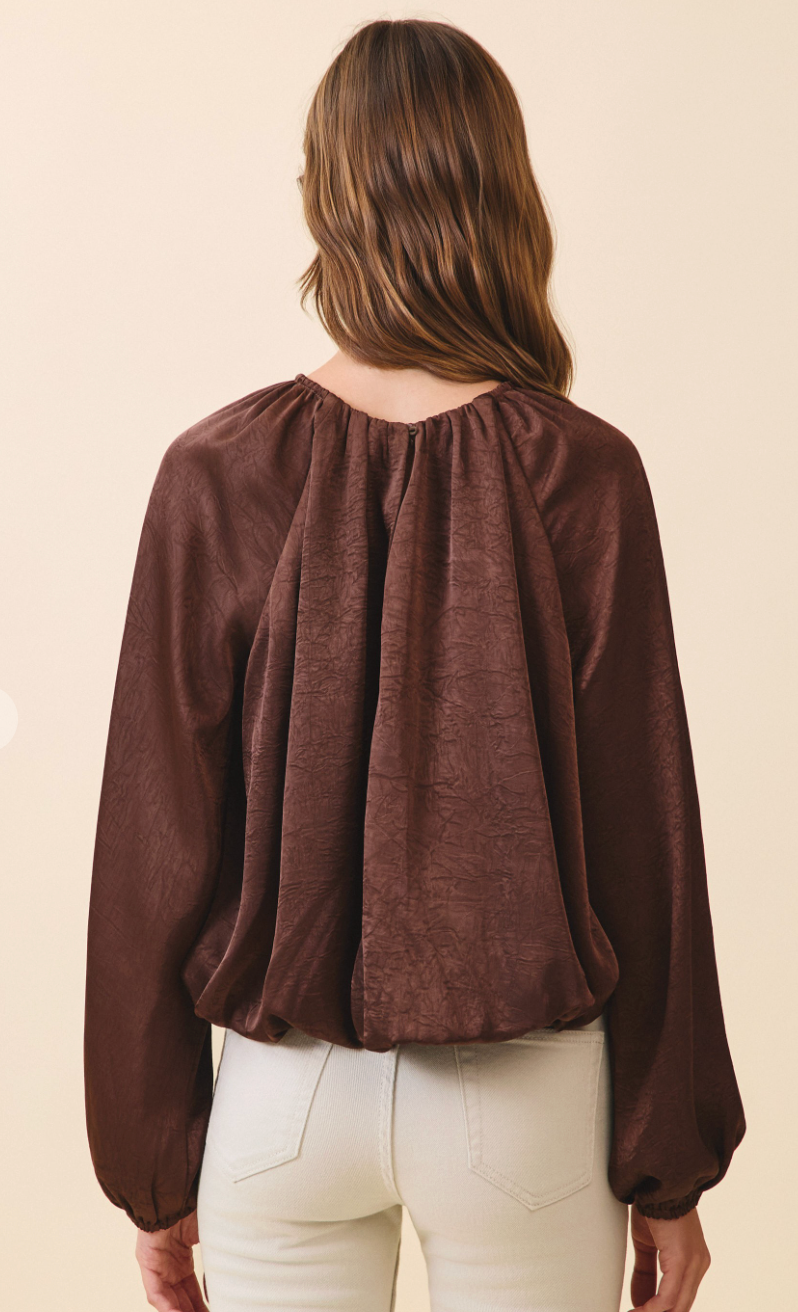 Satin Bubble Hem Blouse