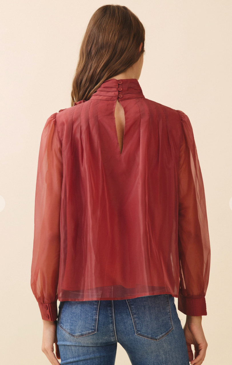 Organza Keyhole Blouse
