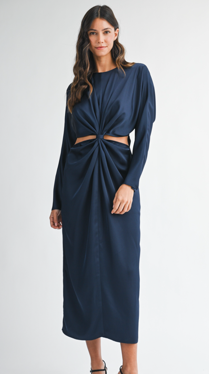 dolman midi dress Jersey Midi Dress With Dolman Short Sleeves In Black