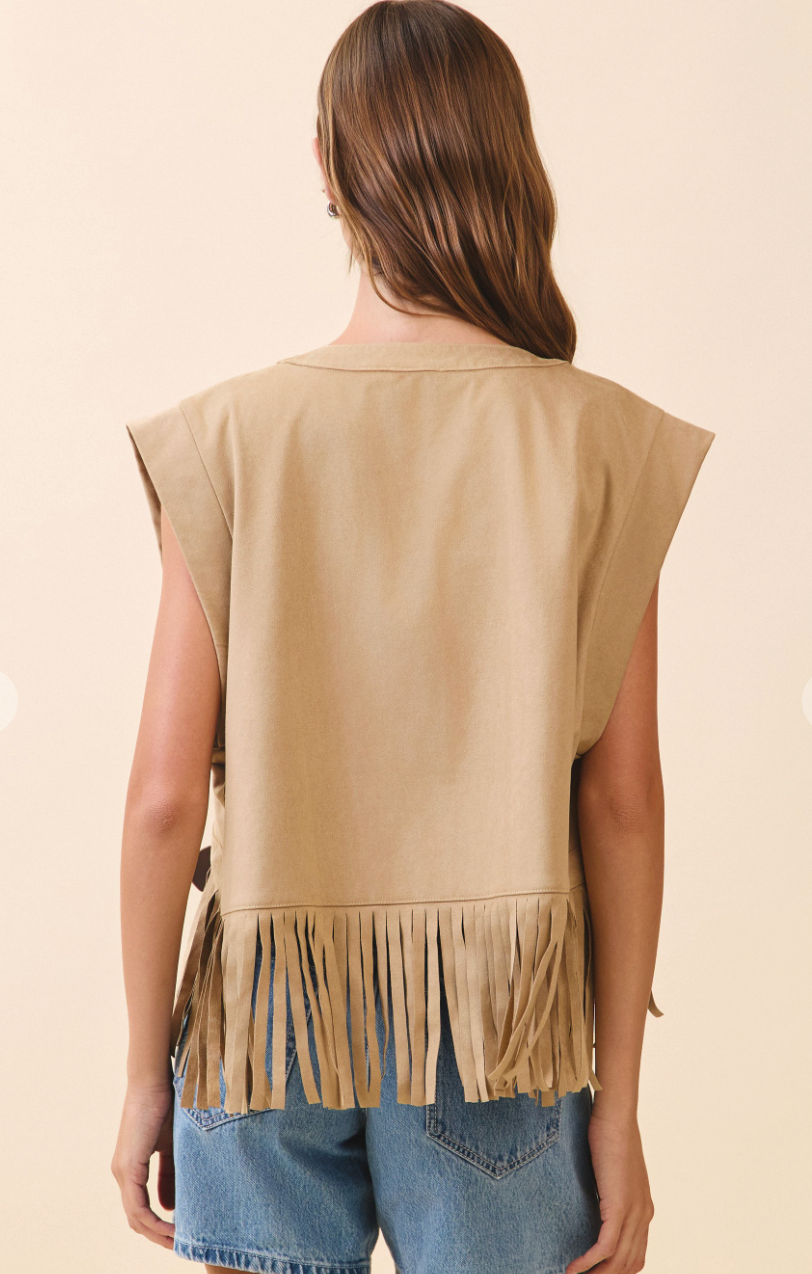 Fringe Faux Suede Vest