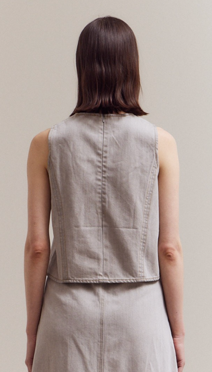 Stretch Denim Sleeveless Top