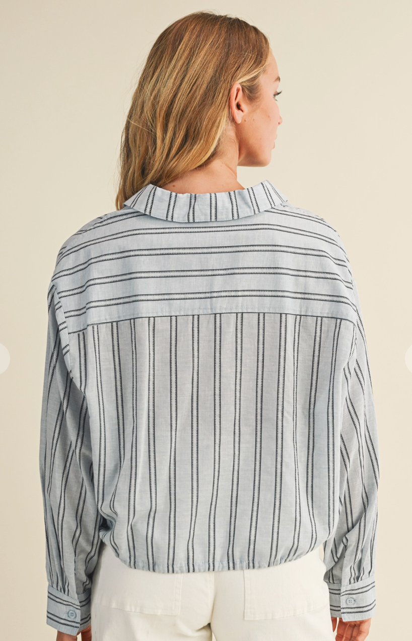 Stripe Drawstring Top