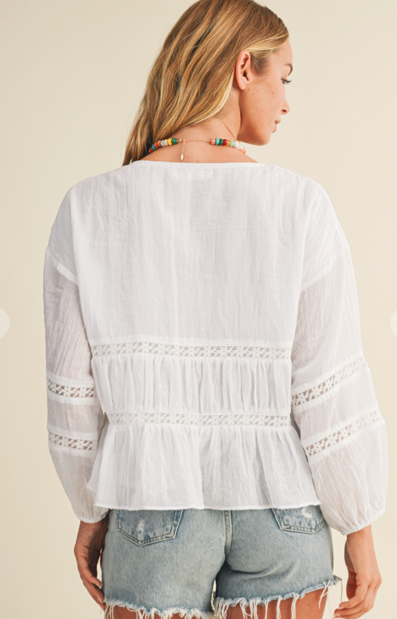 V Neck Ruffle Blouse