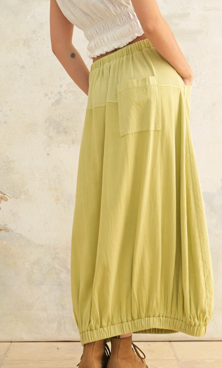 Elastic Band Bottom Midi Skirt