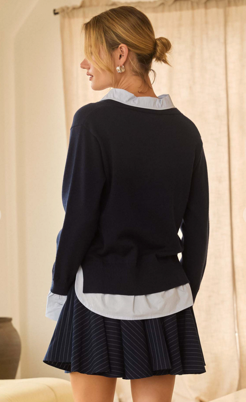 Layered Look Mixed Media Sweater