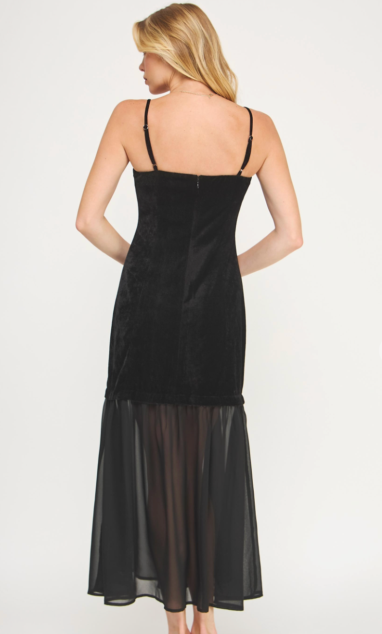 Crochet Velvet Maxi Dress