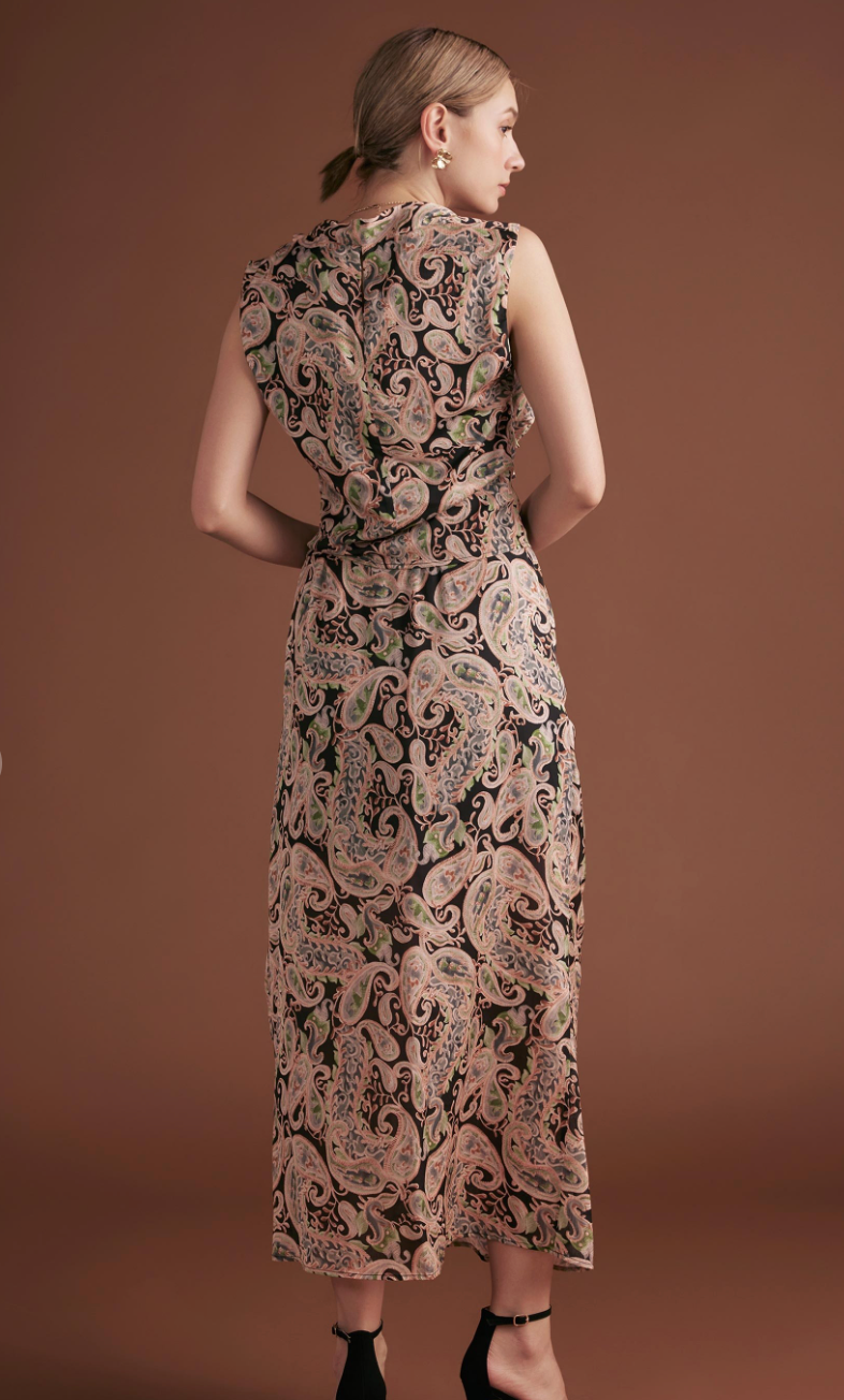 Paisley Draped Neckline Top