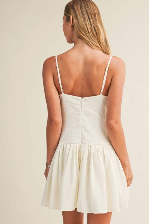 Floral Textured Bubble-hem Stretch Dress