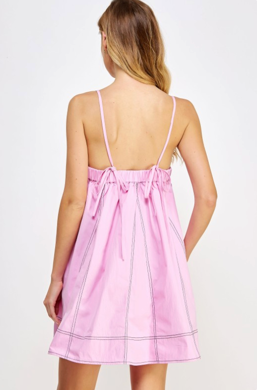 Contrast Top Stitch Mini Dress