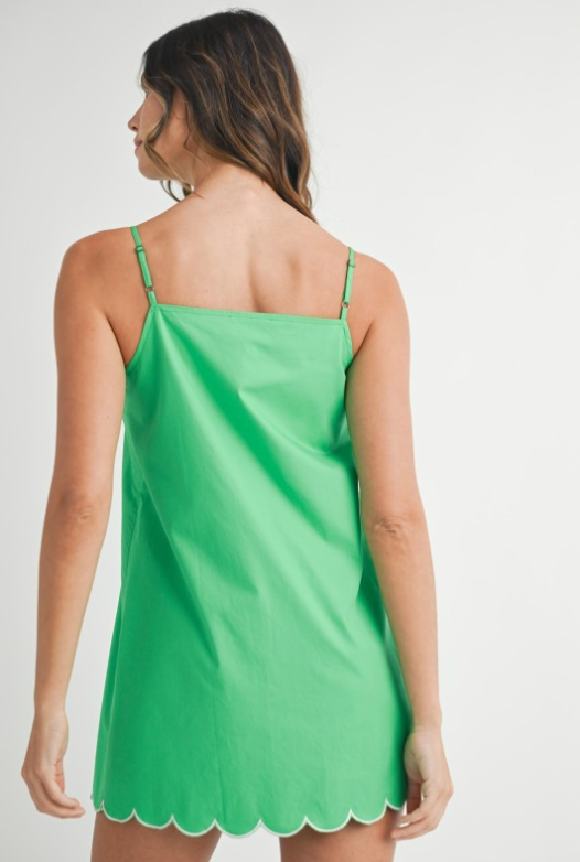 Contrast Scallop Detail Spaghetti Strap Mini Dress