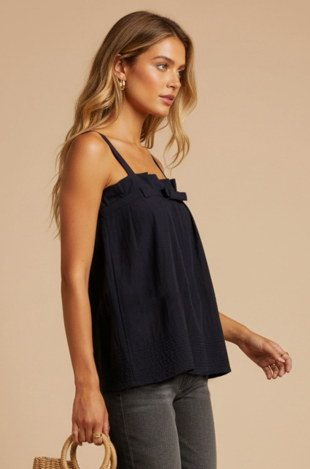 Little Bow Sleeveless Stitch Top