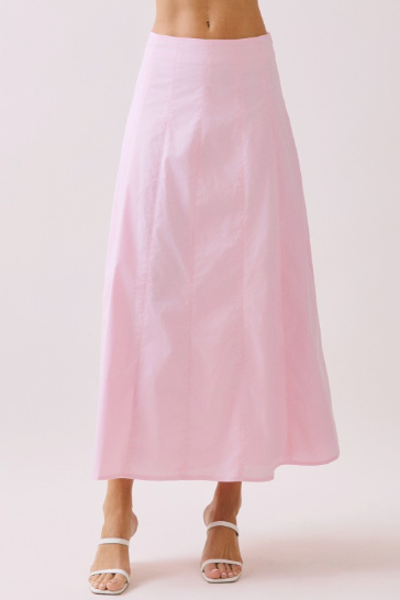 Contrast Topstitching Detail Maxi Skirt