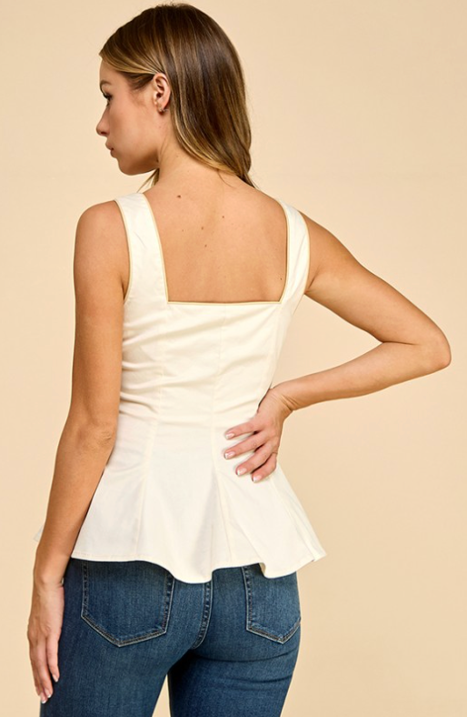Sweetheart Neckline Fit And Flare Sleeveless Top