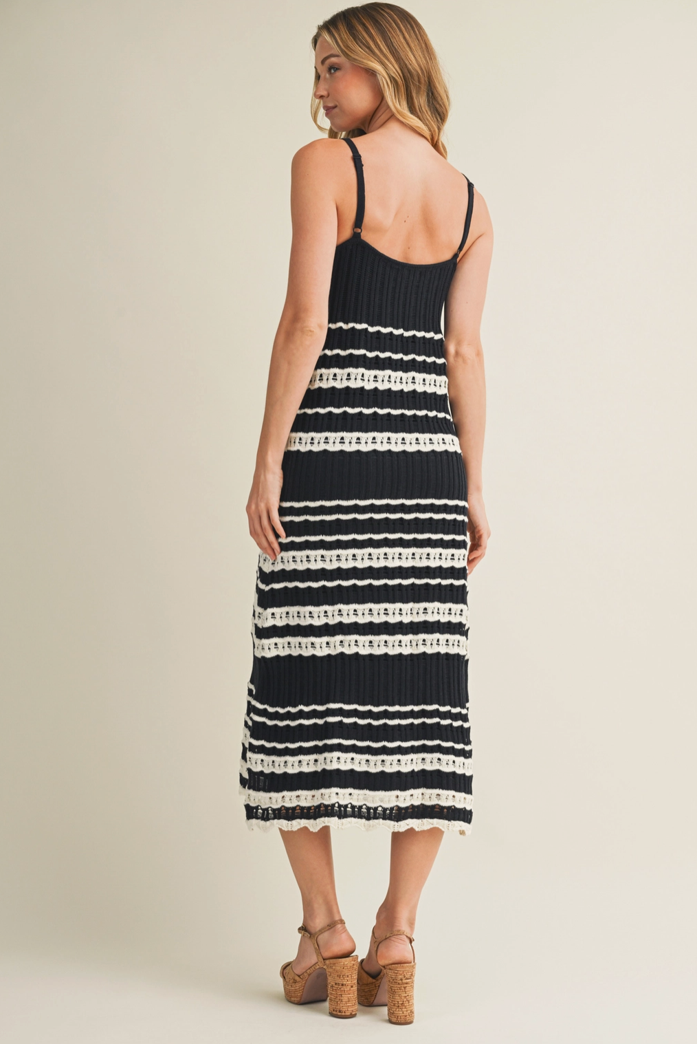 Sleeveless Striped Crochet Dress