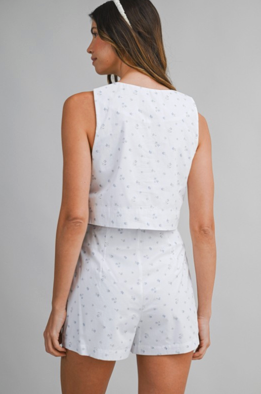 Floral Printed Sleeveless Crop Top