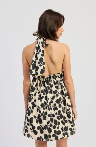 Cinched Waist Mini Halter Dress