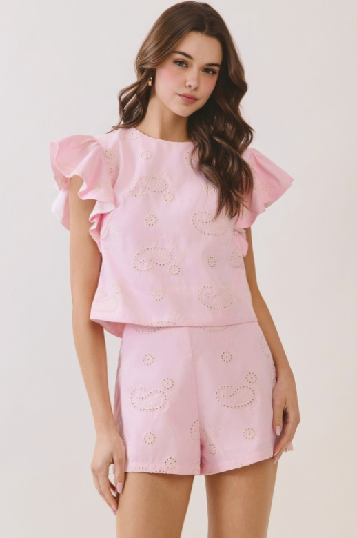 Paisley Embroidered Detail Tailored Shorts