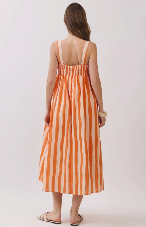 Stripe Empire Waist Midi Dress