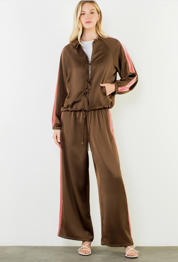 Drawstring Pants With Velvet Details