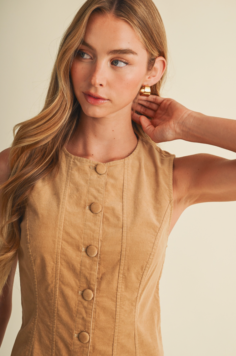 Corduroy Column Sheath Dress