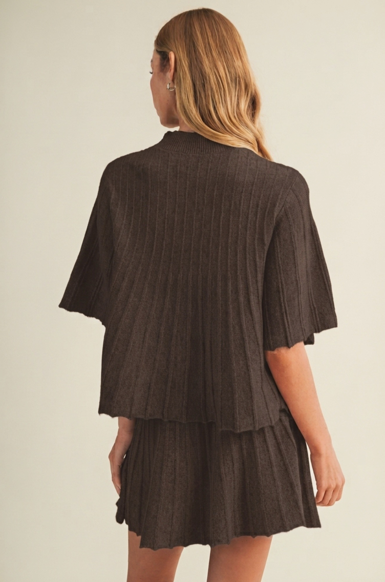 Bell Sleeve Wide-rib Knit Pullover