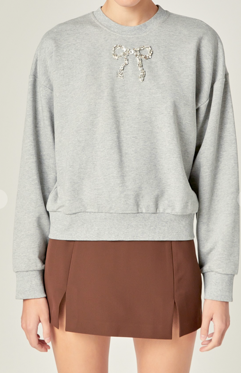Rhinestone Bow Sweatshirt