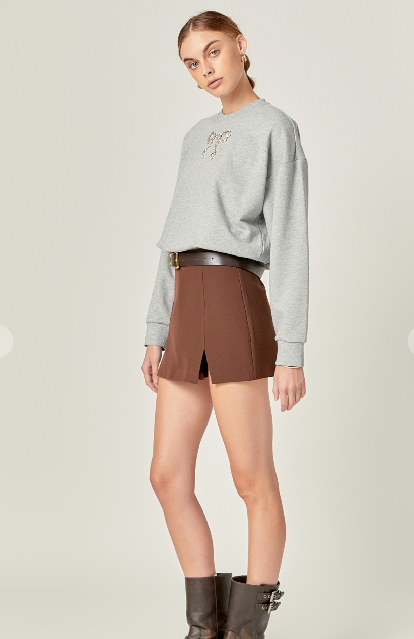 Rhinestone Bow Sweatshirt