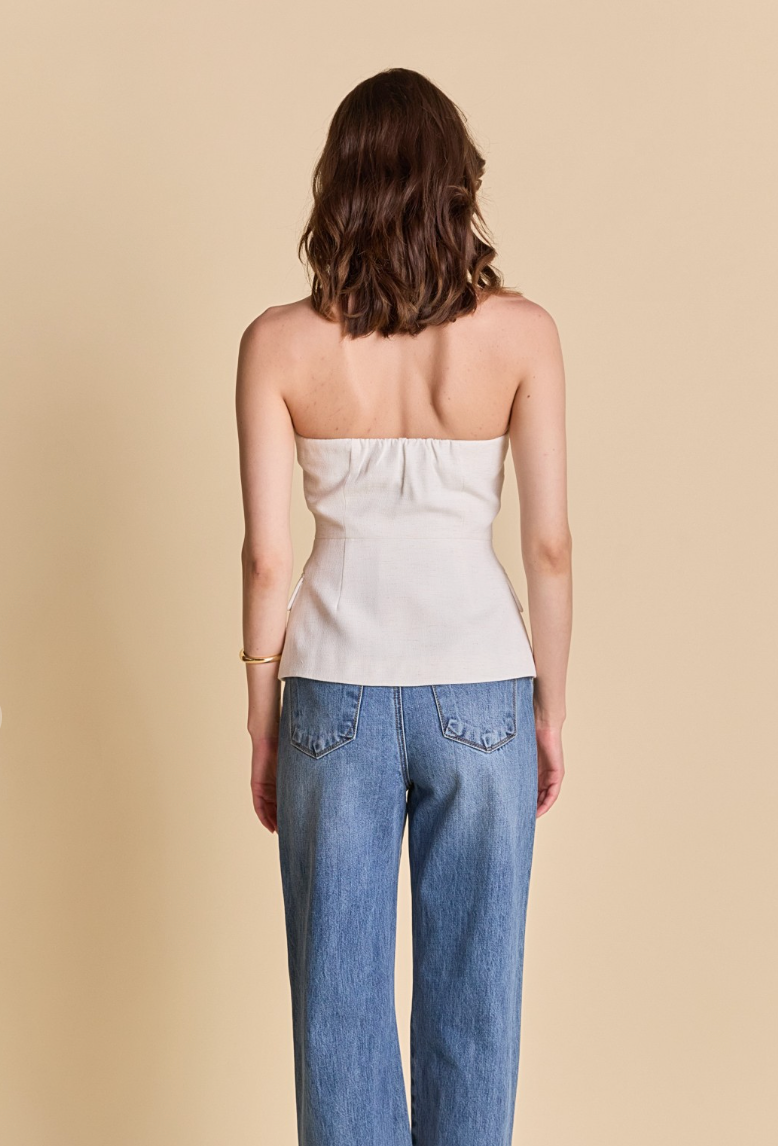 Linen Button Up Tube Top