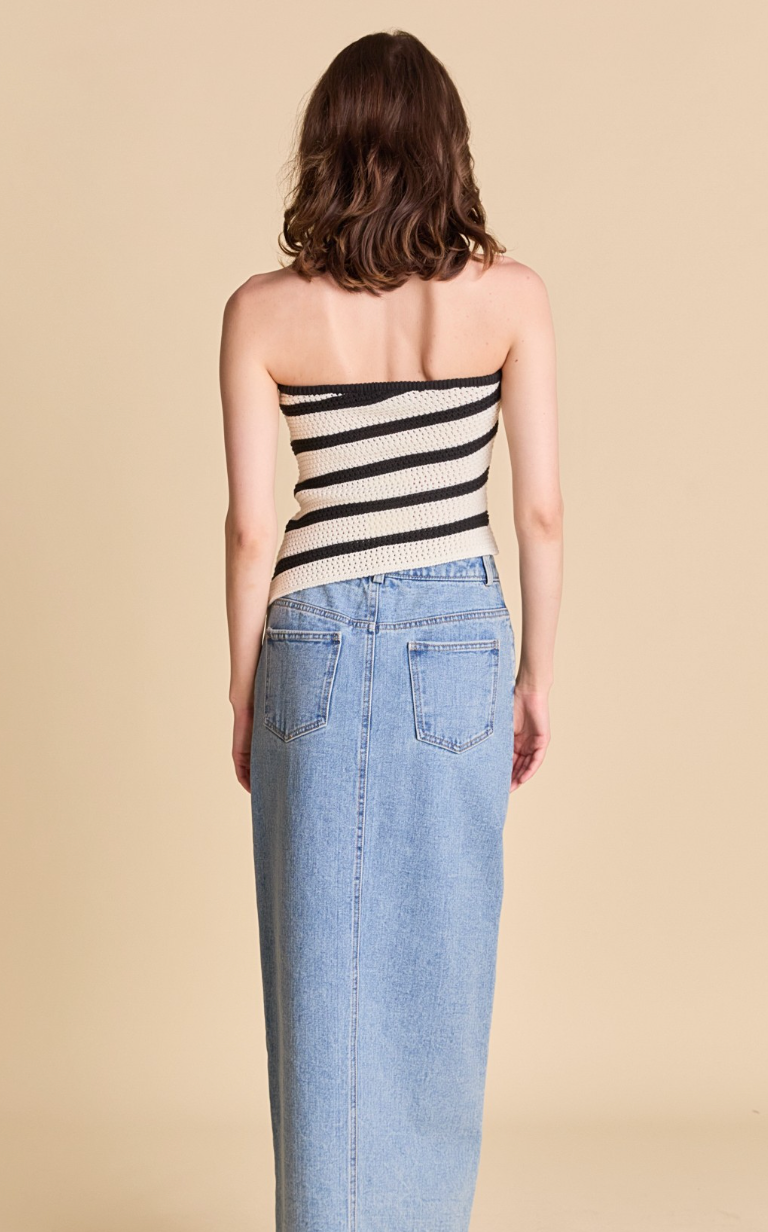 Strapless Striped Knit Top