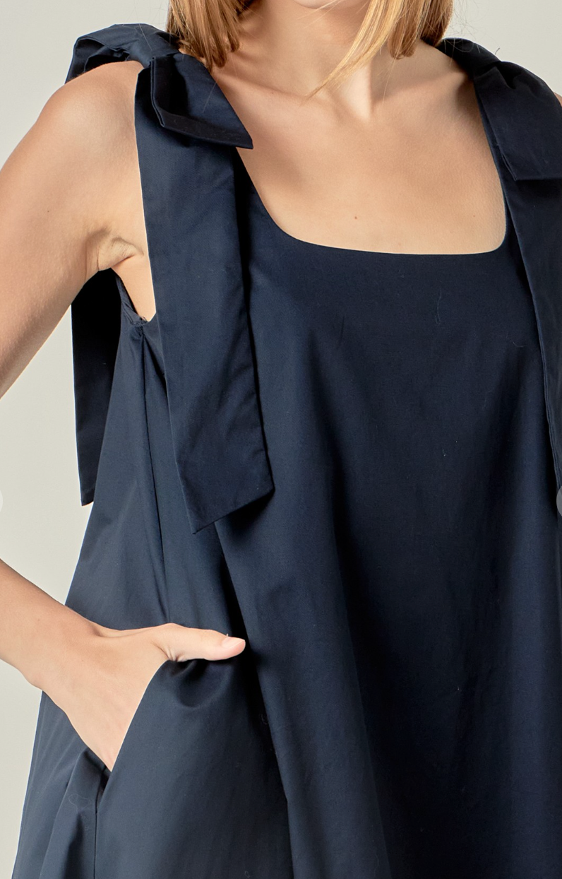 Bow Sleeveless Mini Dress