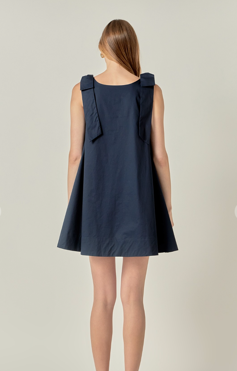 Bow Sleeveless Mini Dress