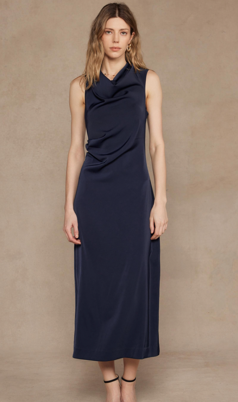 Draped Sleeveless Long Dress