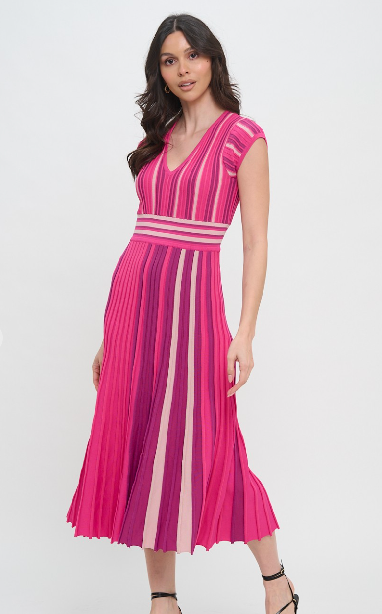 Stripe Knit Midi Dress