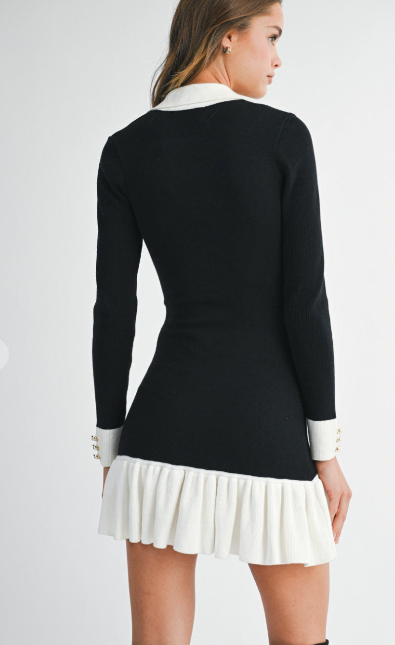 Contrast Frill Mini Dress