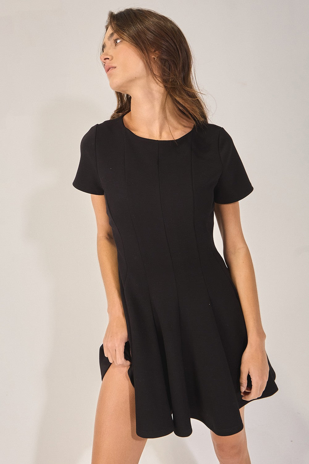 Seamed A-Line Mini Dress