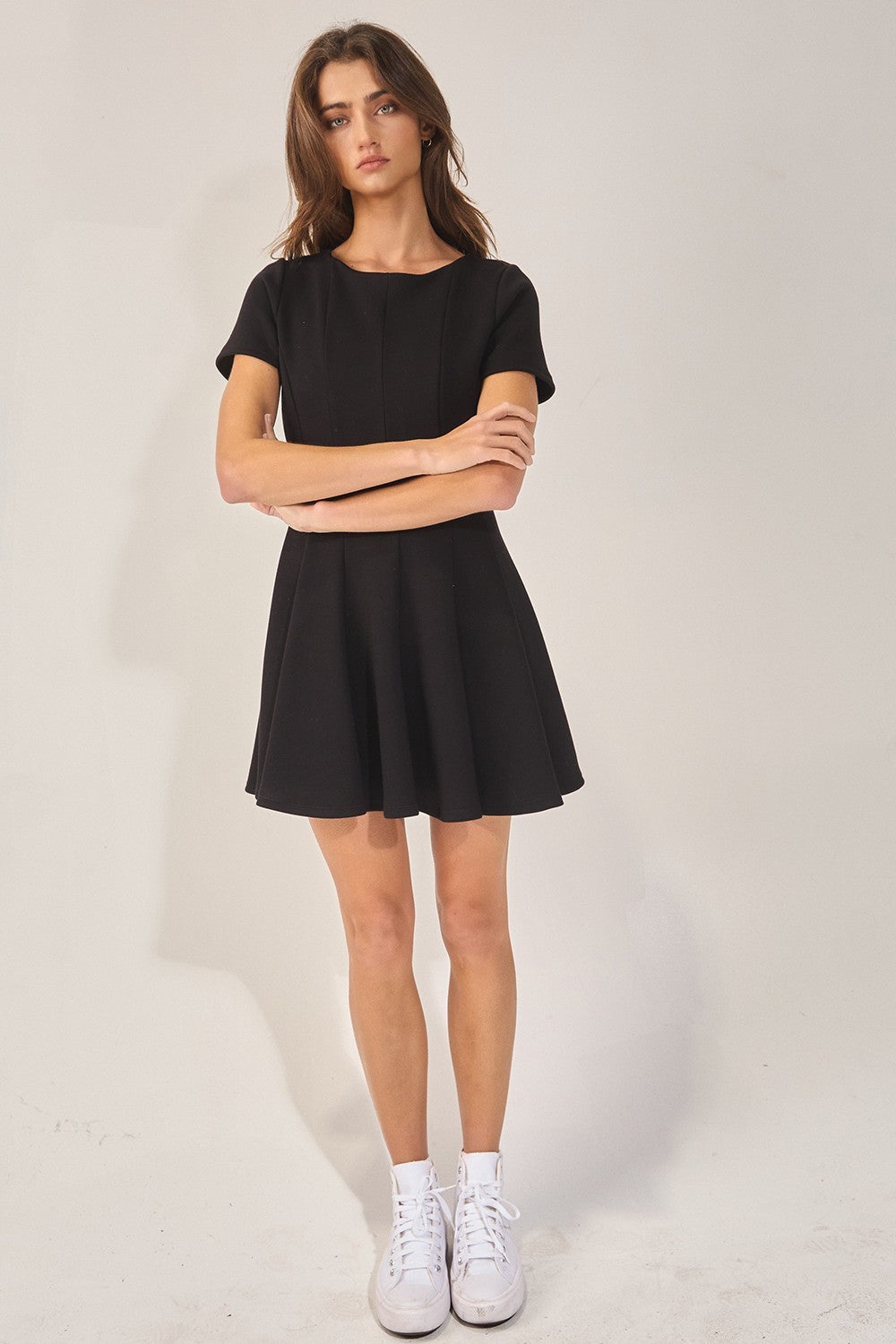Seamed A-Line Mini Dress