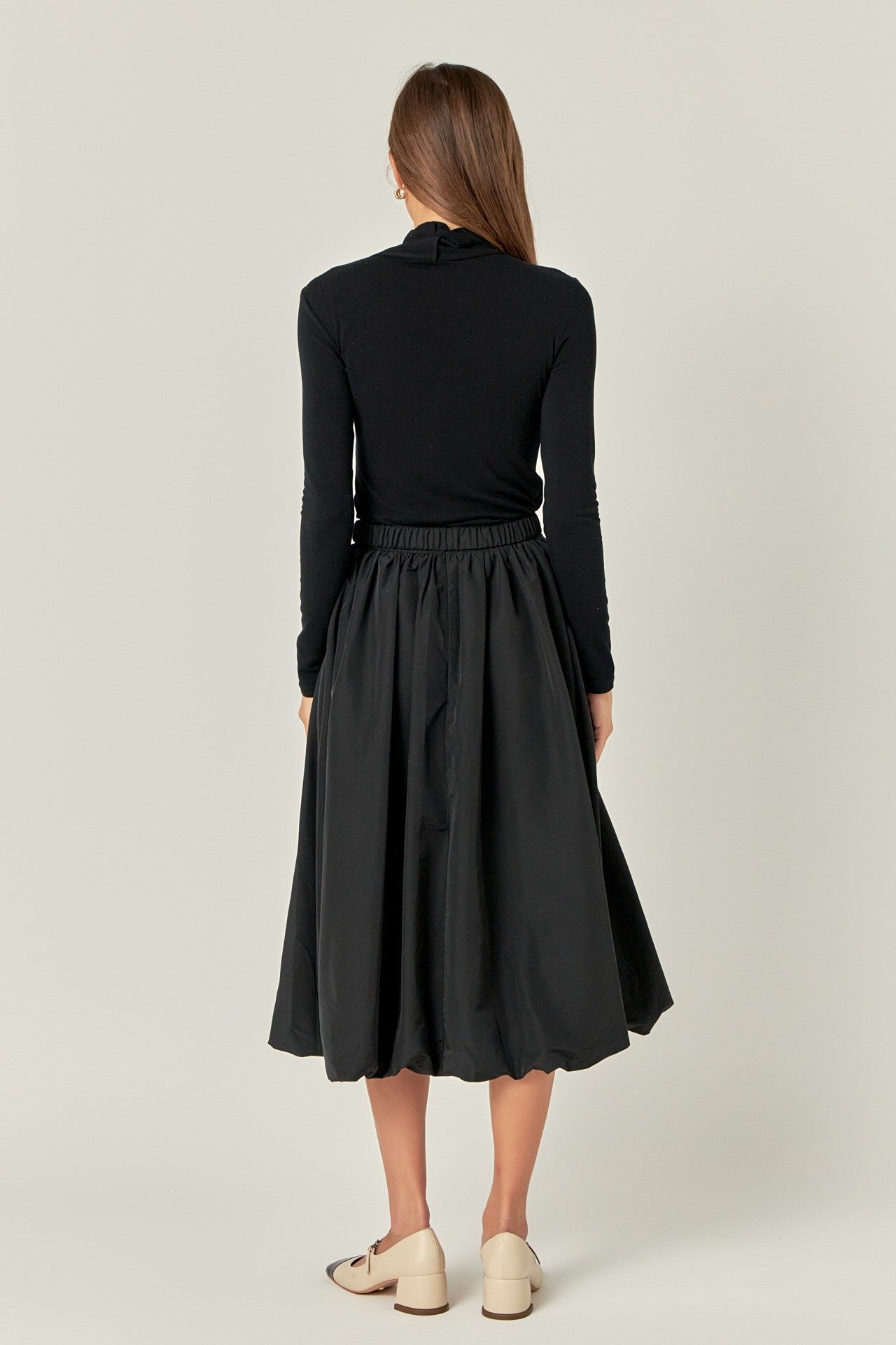 Belted Blouson Midi Skirt