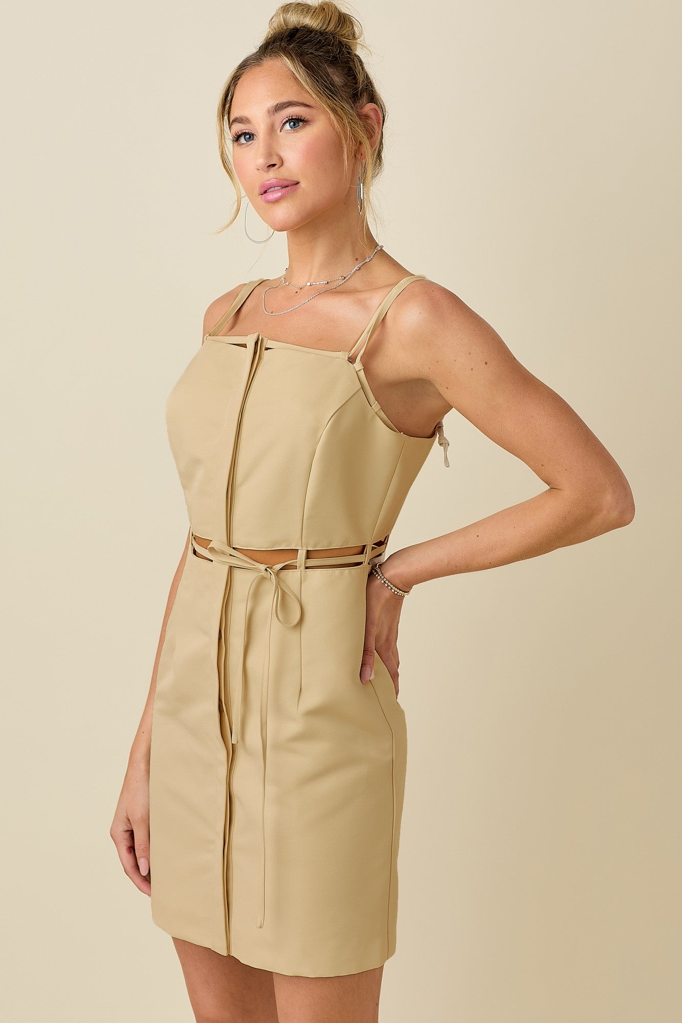 Button Front Cutout Dress