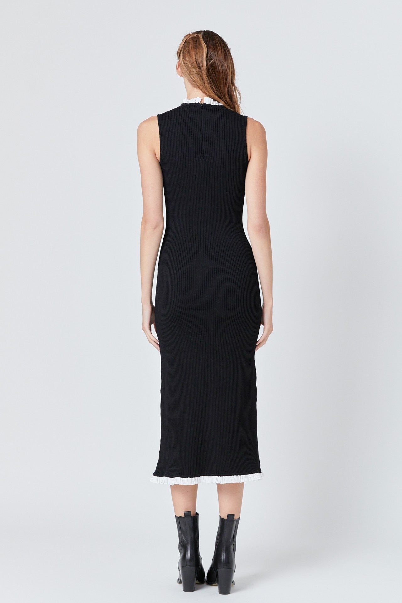 Contrast Ruffle Knit Maxi Dress