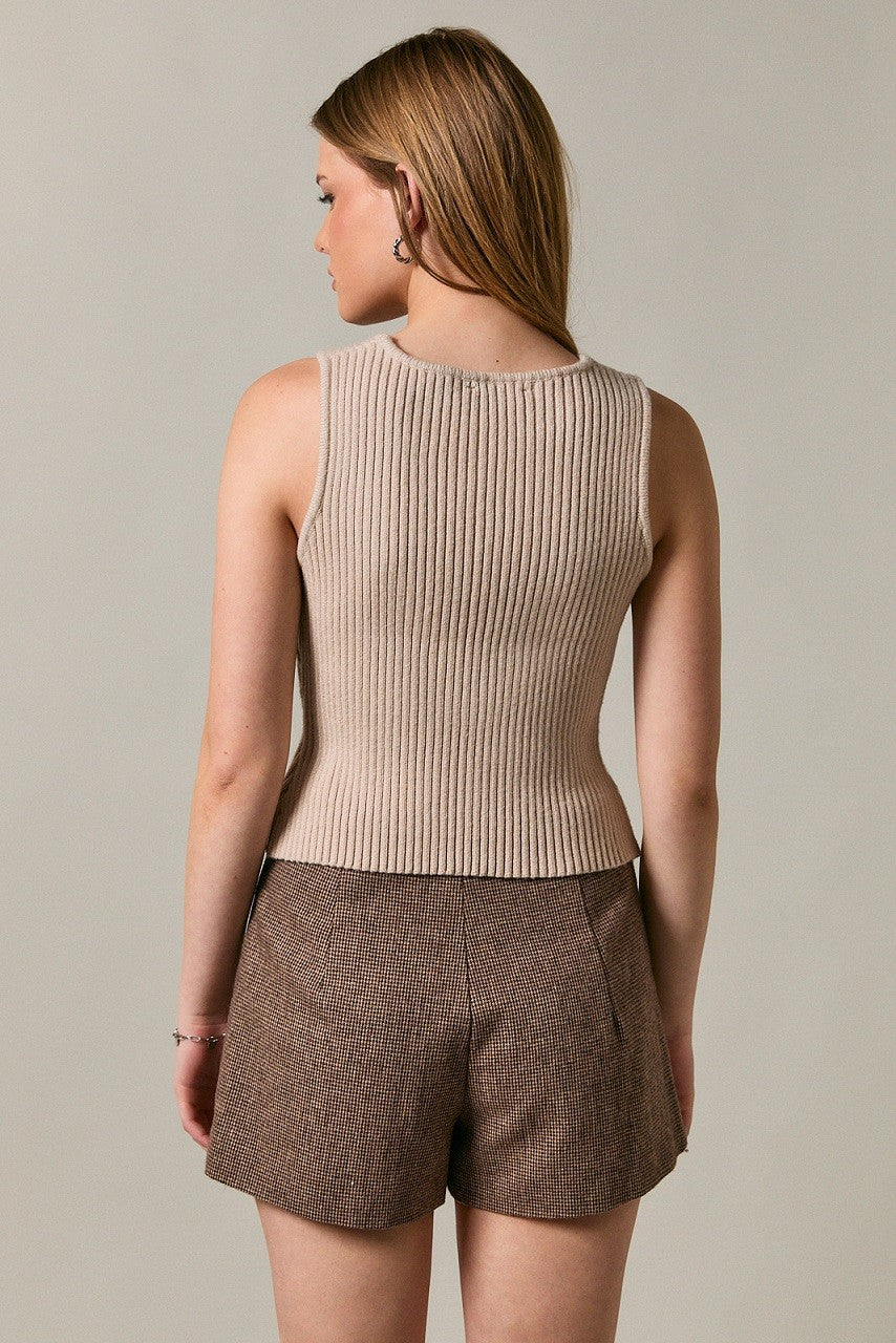 Bow Detail Sleeveless Sweater Top